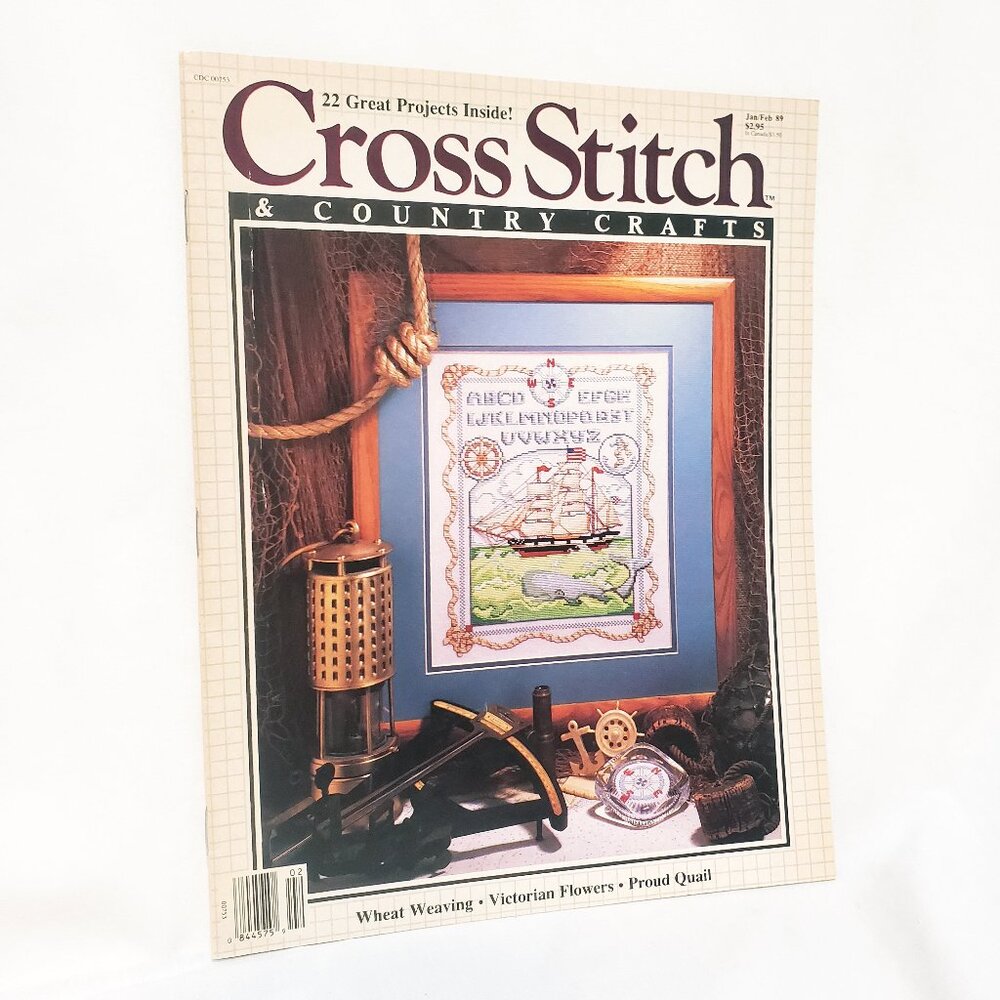 Cross Stitch & Country Crafts Magazine Jan Feb 1989 Sailing Ship Nesting Hens